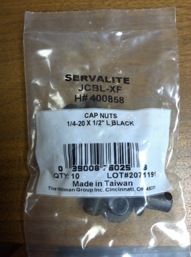 KOPFMUTTER SCHWARZ 1/4-20 X 1/2 ZOLL LÄNGE 10ER PACK