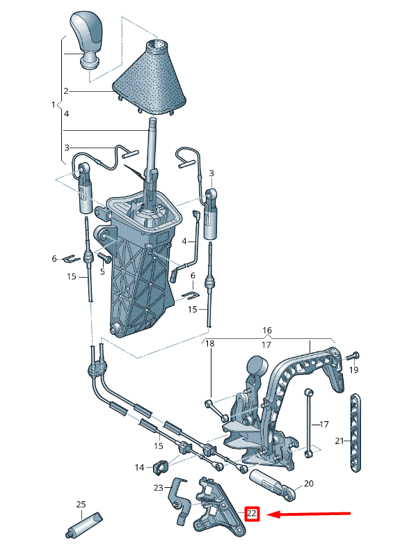 Câble de sélecteur de vitesse pour VW Crafter 2F MK1 neuf 2E0711287 d'origine