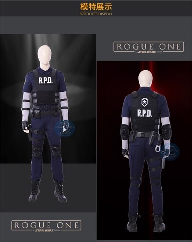 Resident Evil 2 Remake Leon Scott Kennedy Costume Cosplay Abiti Uomo Halloween - Foto 16 di 21