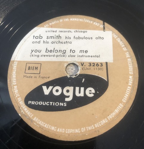 Disque Old record 78t/rpm 25cm Vogue - Tab Smith (jazz) - Picture 2 of 3