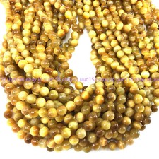4/6/8/10/12mm Natural Gold Tiger's Eye Gemstone Round Loose Beads Strand 15''