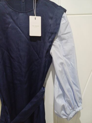 TED BAKER Kaytei belted satin midi dress Size 1 UK 8 - Picture 2 of 10