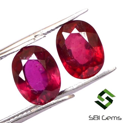 3.36 CTS Natural Ruby Oval Cut Pair 8x6 mm Calibrated Faceted Loose Gemstones GF - Picture 2 of 6