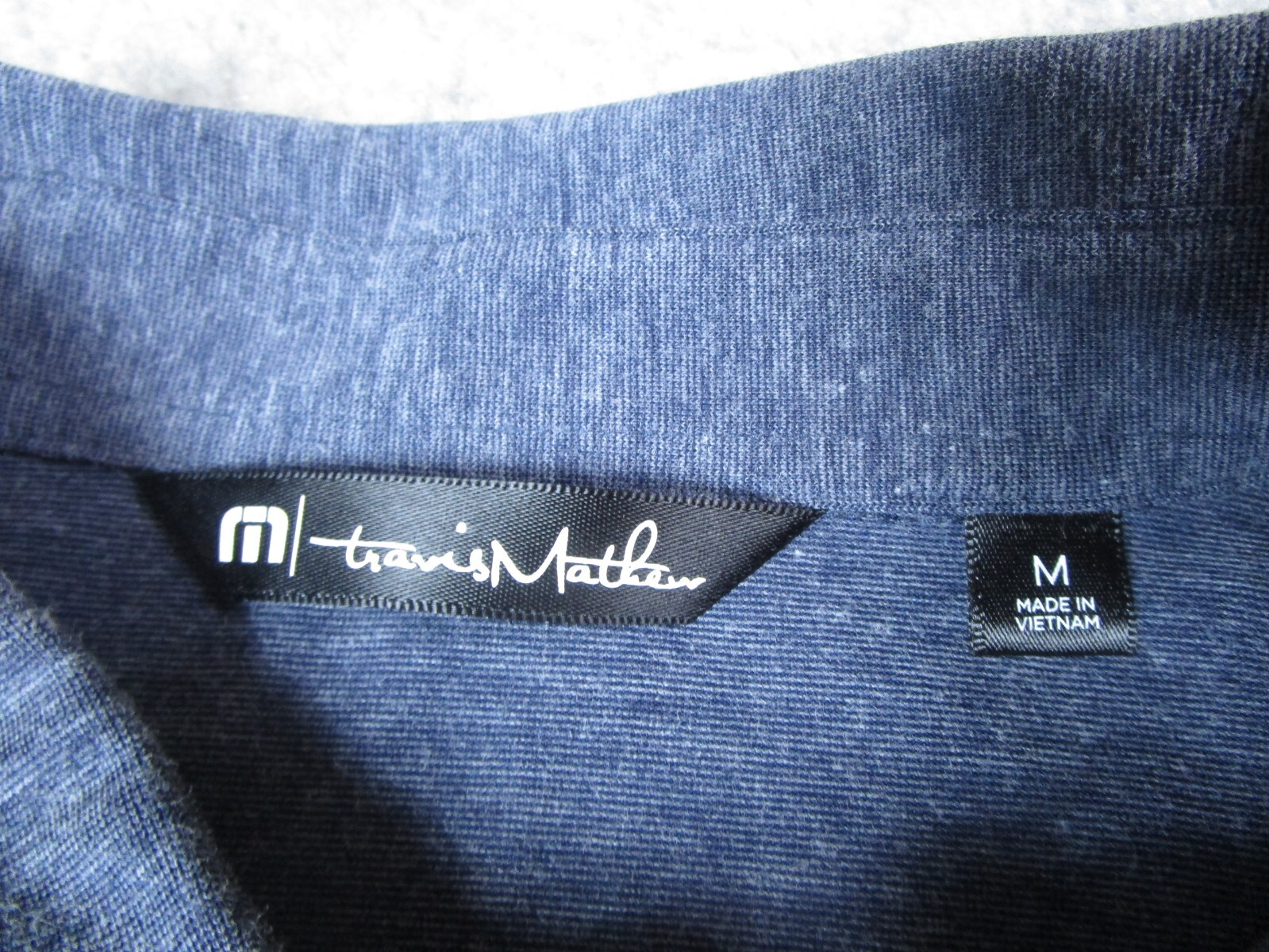 Travis Mathew Polo Shirt Mens Medium Blue Striped Short Sleeve Golf ...
