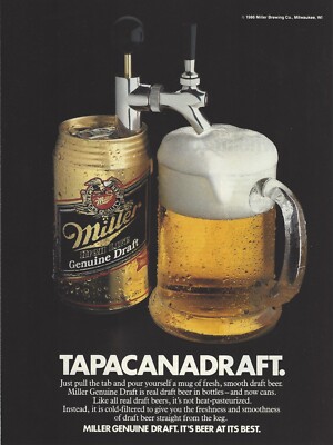 1986 Miller Genuine Draft Beer High Life vintage print ad 80's