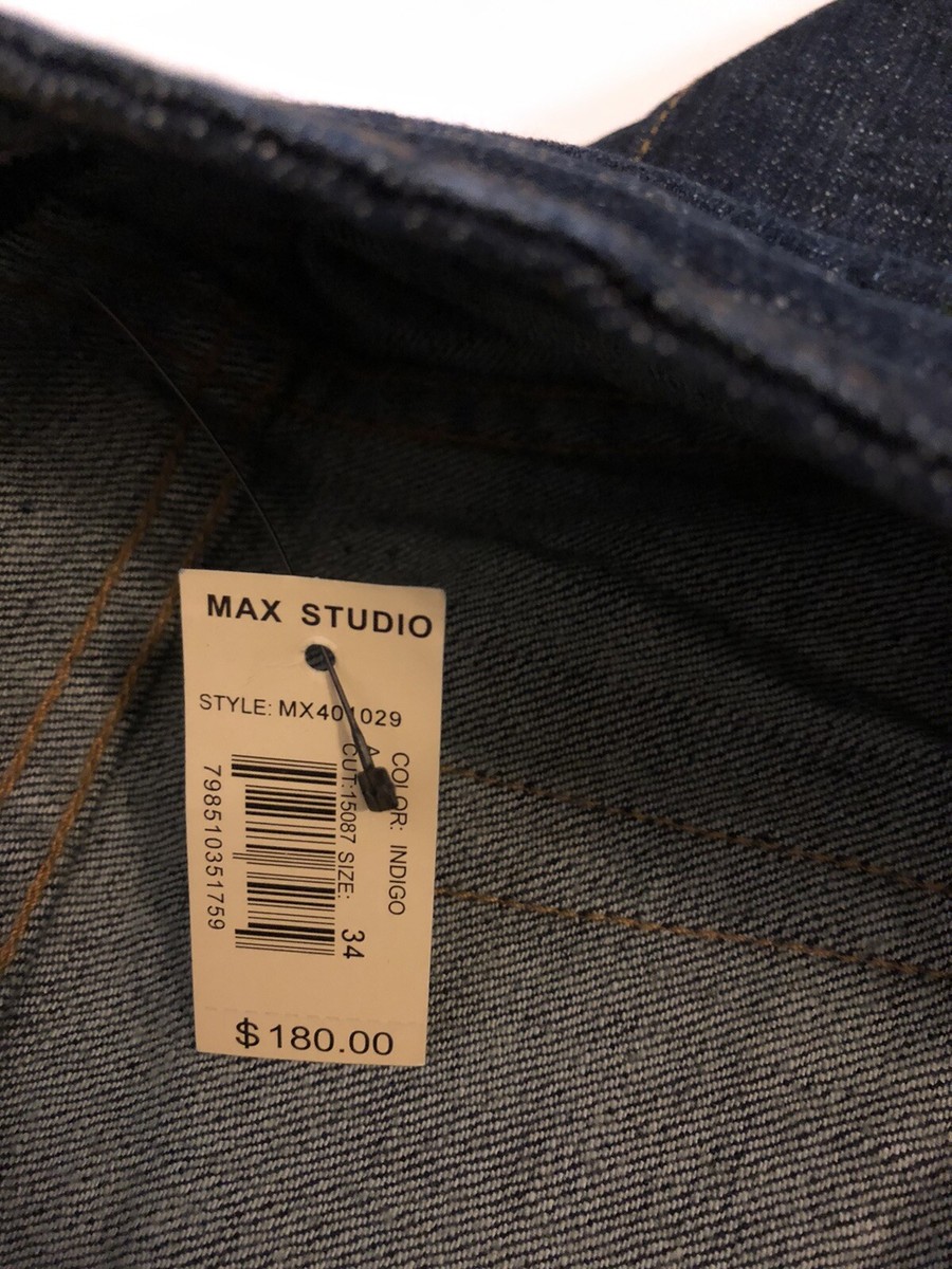 NWT Max Studio Jeans Denim Womens 34 Indigo 11 12 Retail 180 Blue