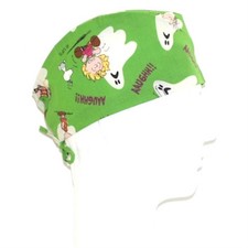 Peanuts Gang Snoopy Marcie Halloween theme green scrub hat