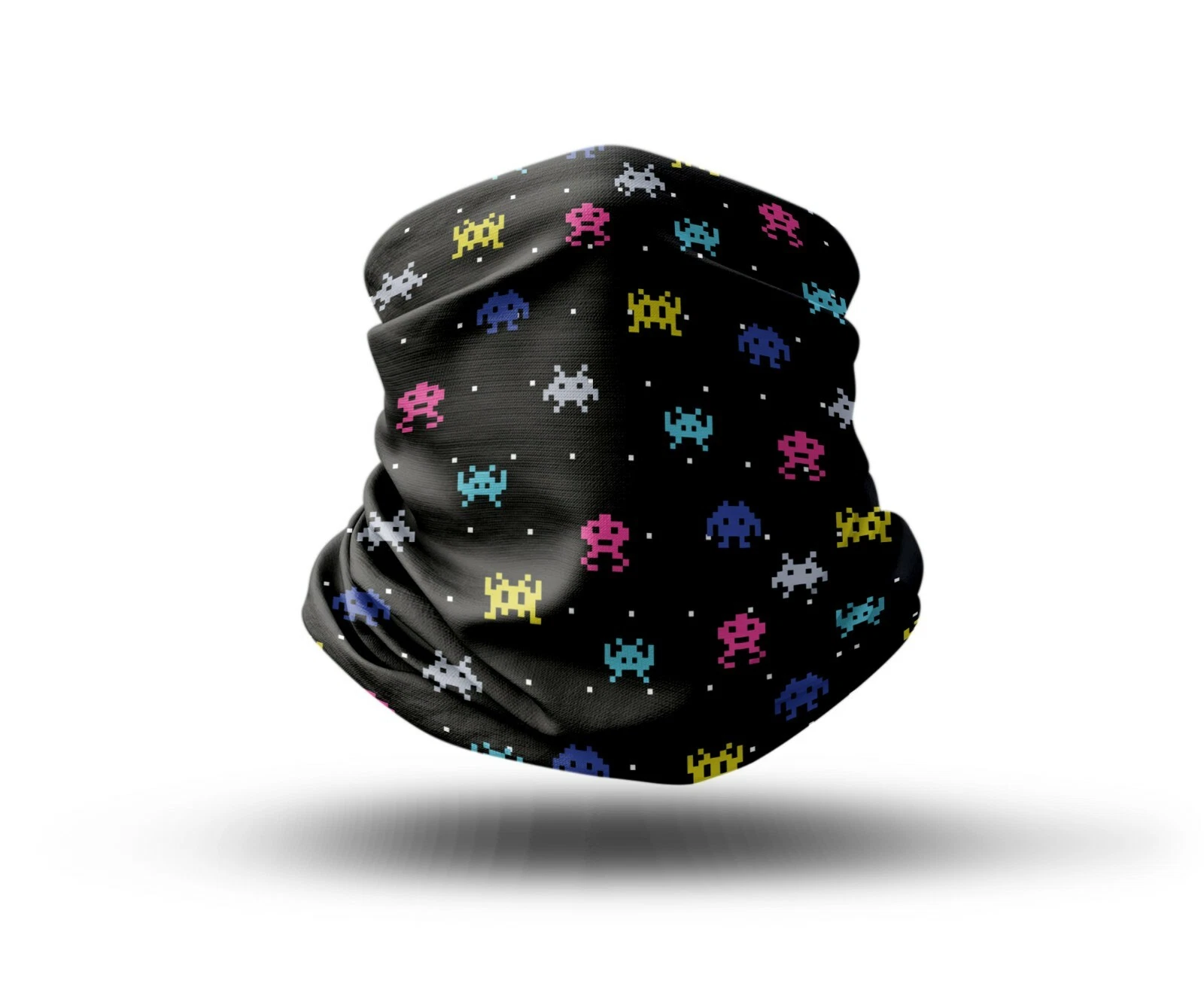 Washable Fabric Face Cover Neck Gaiter Print Space Invaders Design EU Made
