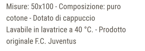 ASCIUGAMANO PONCHO JUVENTUS SPUGNA CON CAPPUCCIO 100% COTONE TAGLIA UNICA HERMET - Foto 4 di 5