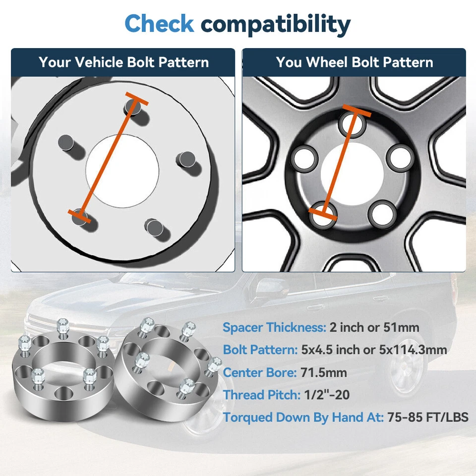 ECCPP 4P 2" 5x4.5 Hub Centric Wheel Spacers For Jeep Cherokee XJ Wrangler YJ TJ - Image 2 of 4