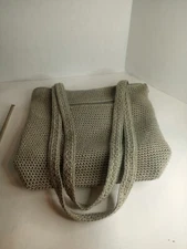 The Sak Medium Gray Crochet Shoulder/Crossbody Purse Double Handle Strap