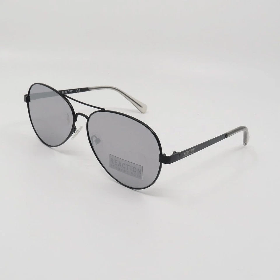 Kenneth Cole Reaction Nuevo KC2782/S 01C Negro/Plateado Espejo Aviador Sol Foto 3 de 4