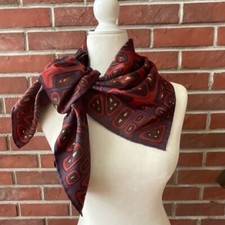 Silk Square Graphic Print Scarf Hand Rolled 35  x35  NWOT