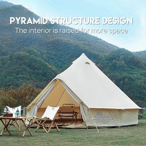 PORIYA Outdoor Regatta Canvas Bell Tent, Luxury Glampinng Yurt Bell Tent - Picture 16 of 18