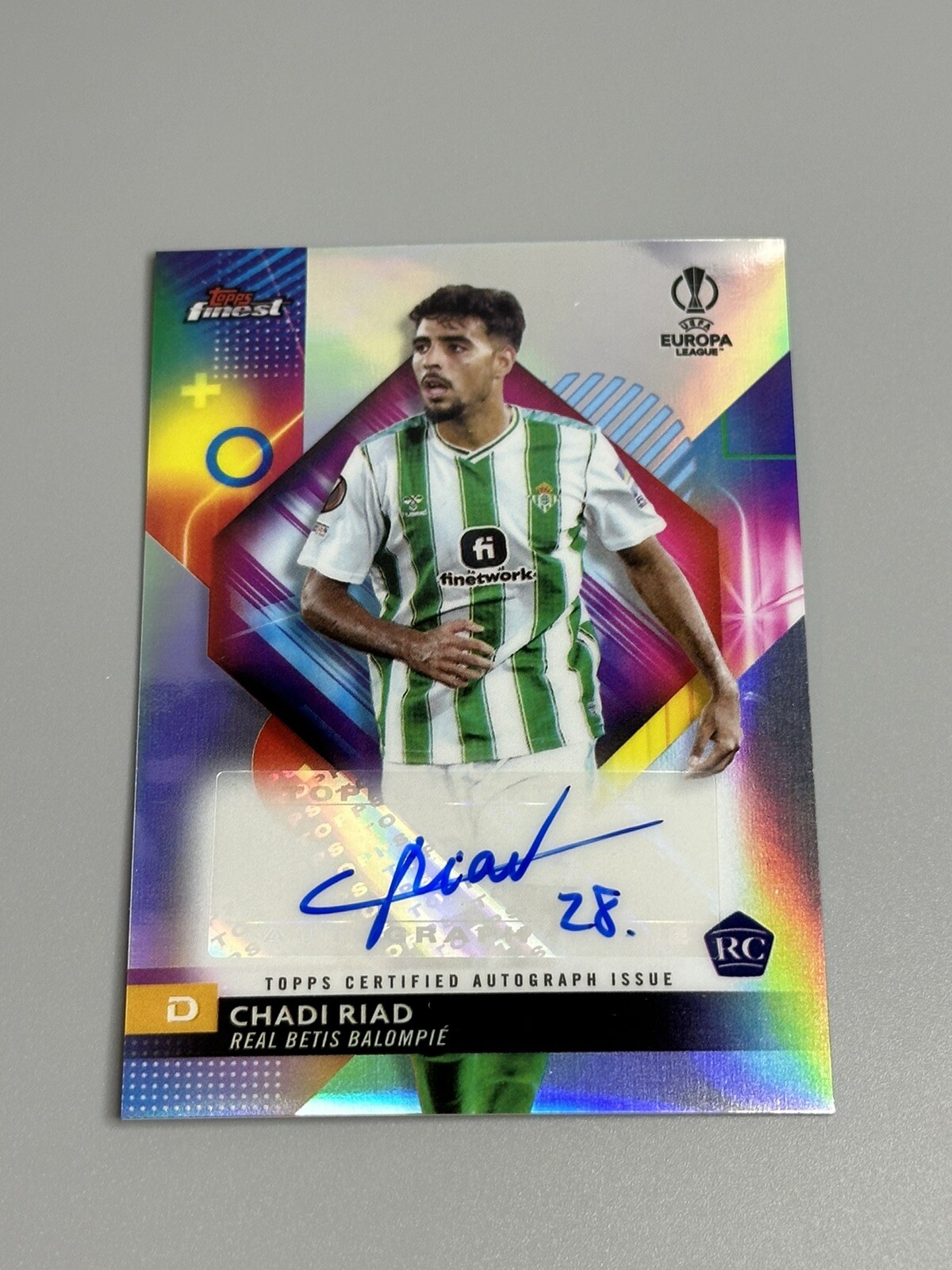 Chadi Riad 2023-24 Topps Finest UEFA Club Rookie Auto Refractor A-RI Real Betis