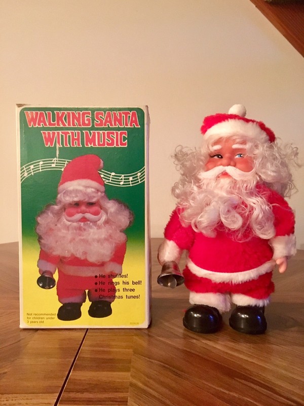 Walking Santa With Music In Original Box. Works! Vintage 1960s