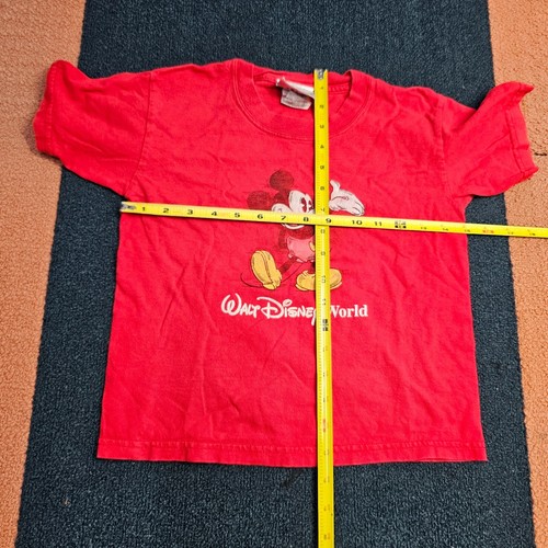 Vtg Walt Disney World Kids Small Mickey Mouse Logo Red Crewneck Shirt Tee V1a - Picture 6 of 8