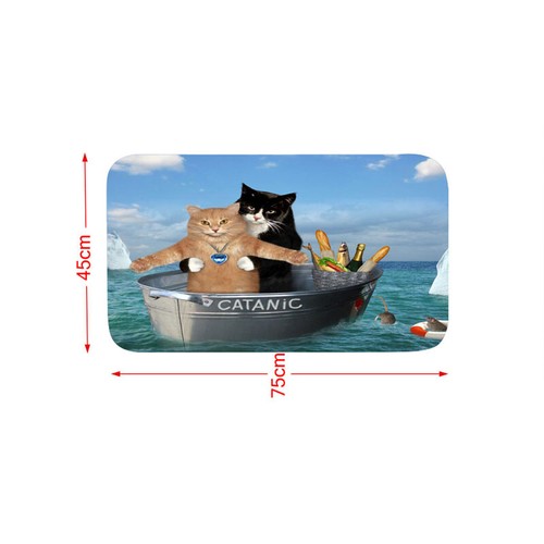 Lustige Spoof Titanic Katze Duschvorhang Set rutschfeste Badematte WC Deckel Abdeckung - Bild 14 von 14