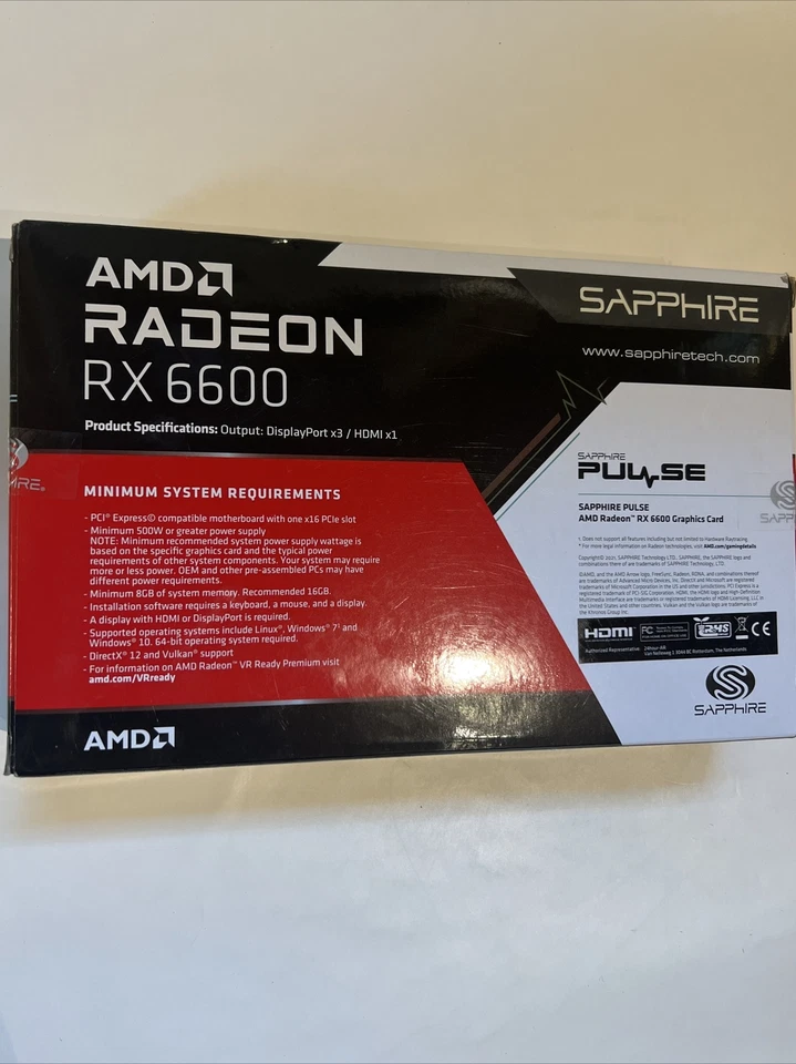 SAPPHIRE AMD Radeon RX 6600 8GB GDDR6 Graphics Card (‎11310-01-20G) - Image 3 of 4
