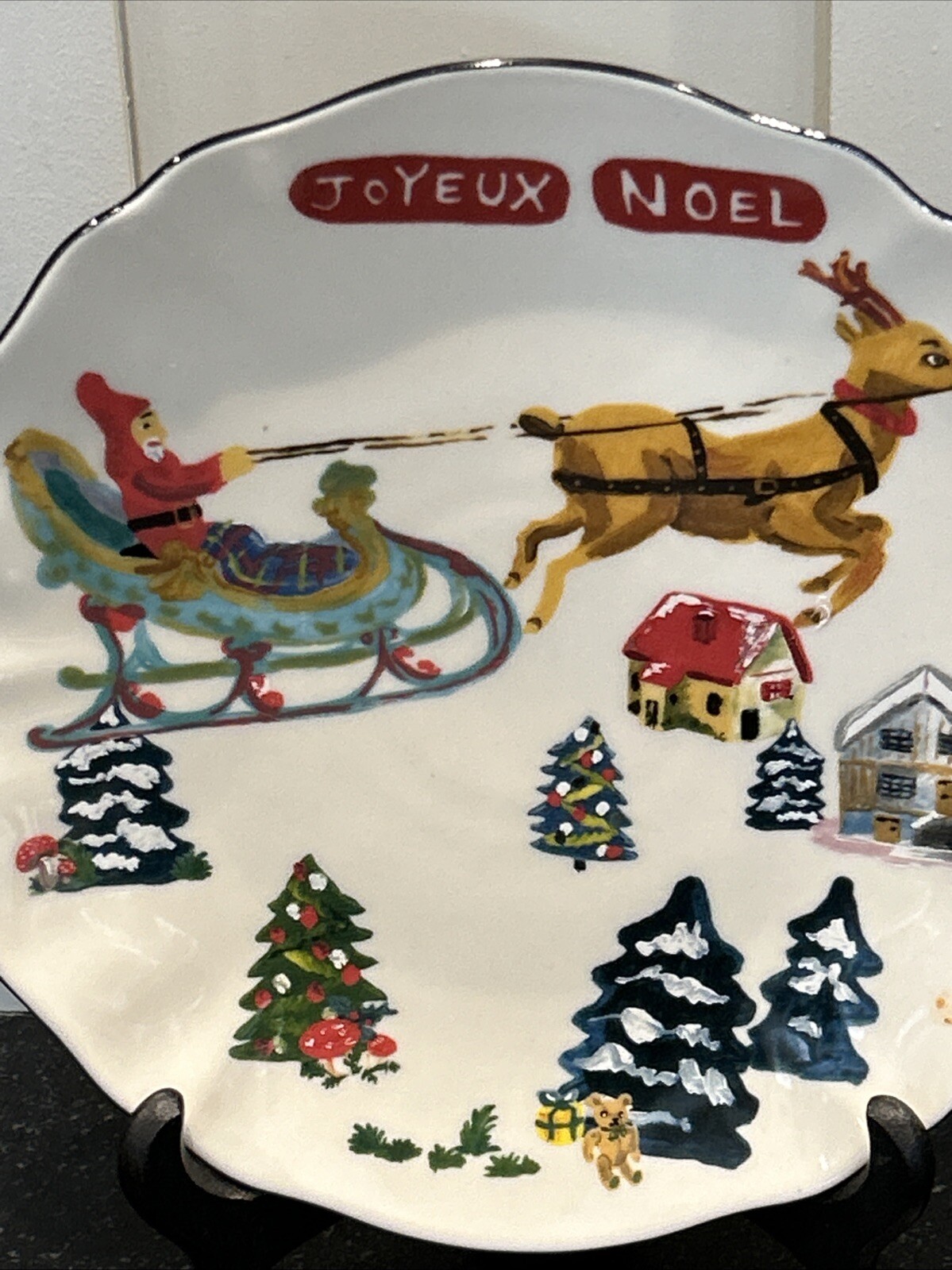 ANTHROPOLOGIE DESSERT PLATE NATHALIE LETE  "JOYEUX NOEL" --  9 PLATES AVAILABLE