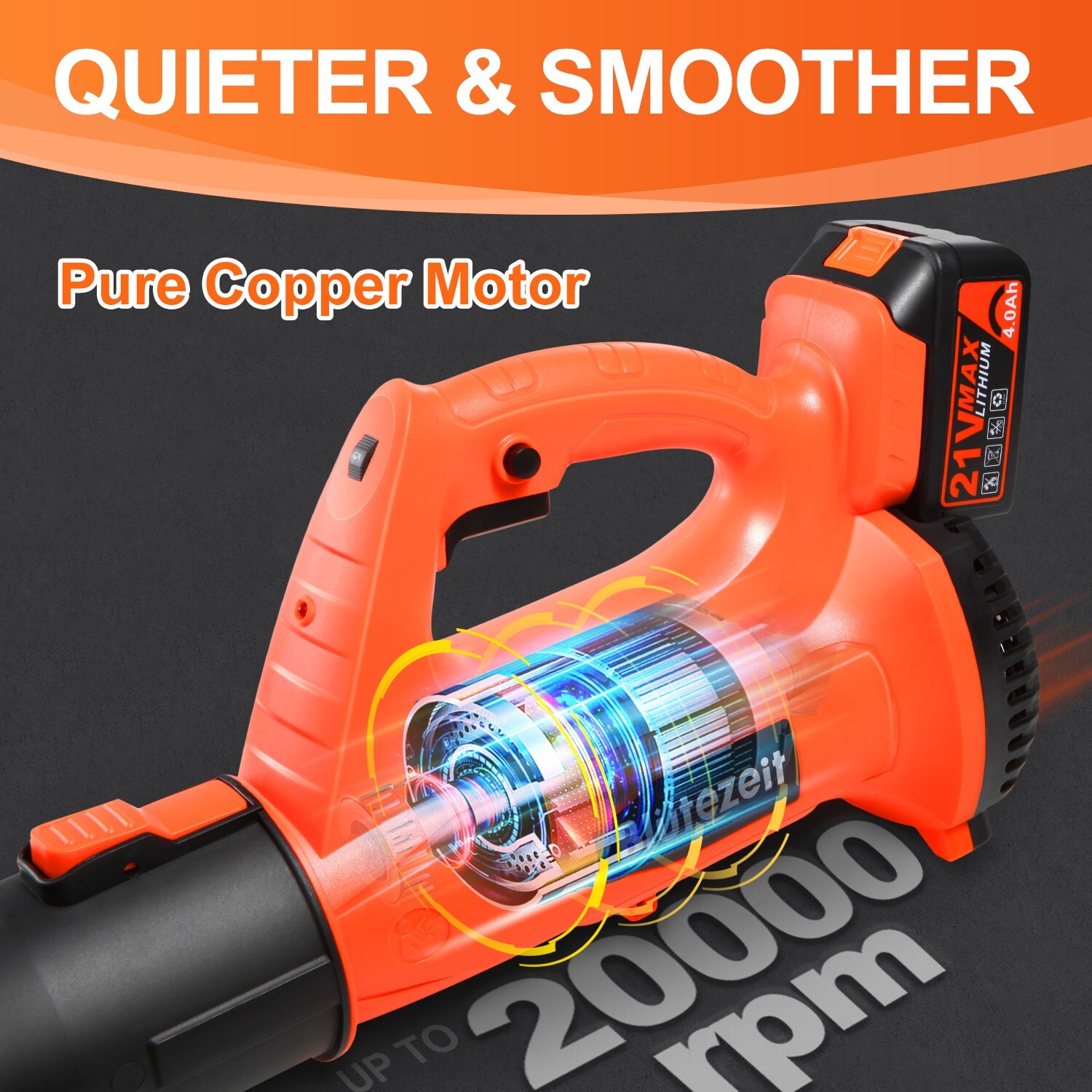 Cordless Leaf Blower, 21V 4.0Ah Battery Electric Leaf Blower Lawn Care