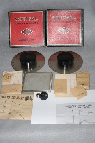 2 National Radio Products Type "L" 5" Diameter Dials Original Box Templates  ++