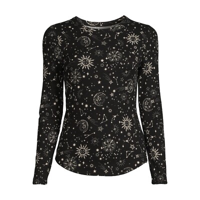 No Boundaries Women's Juniors Ribbed Crewneck Tee Celestial Black Size XS(1)