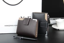 Men's Leather Wallet Bifold Coin Wallet Multi-card Slot Wallet Pocket Purse Gift