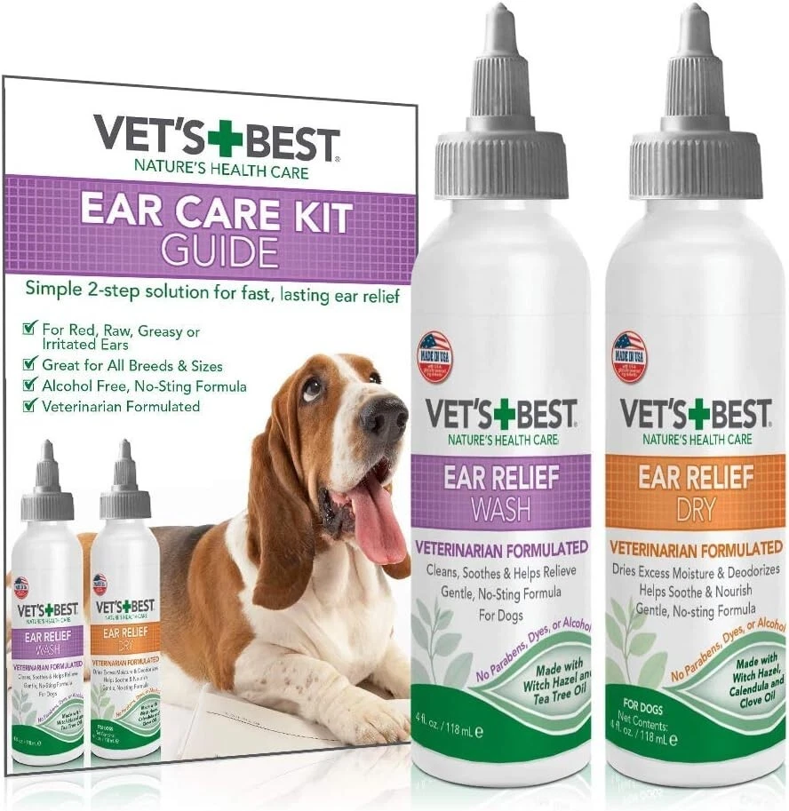 Vet s Best Dog Ear Cleaner Kit Ear Relief Wash Dry Treatment Alcohol free
