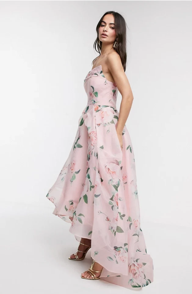 Nuevo con etiquetas Vestido de Baile Princesa Organza Floral Rosa Bariano Australia Talla 2 Sin Tirantes Foto 3 de 4