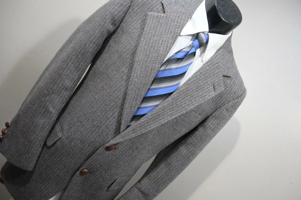 Blazer Chaqueta Deportiva Bill Blass Vintage Tweed Tejido Lana Para Hombre Talla 40 R Foto 4 de 4