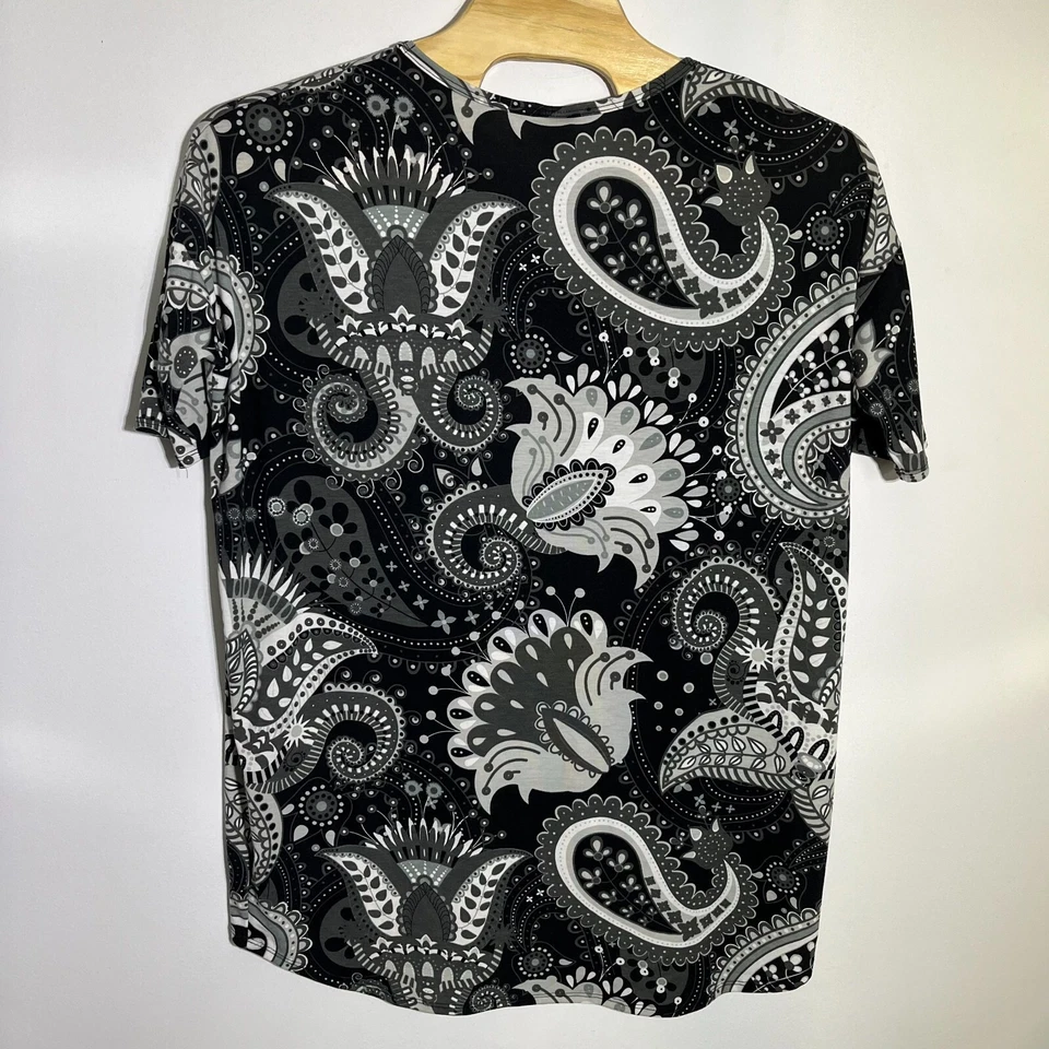 Top túnica pulóver Lularoe XL negro cachemir manga corta cuello redondo para mujer Foto 2 de 3