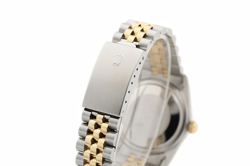 Rolex Mens Datejust 16013 18K Gold Steel Gray Diamond Dial Watch w/ Rolex Band - Picture 5 of 7