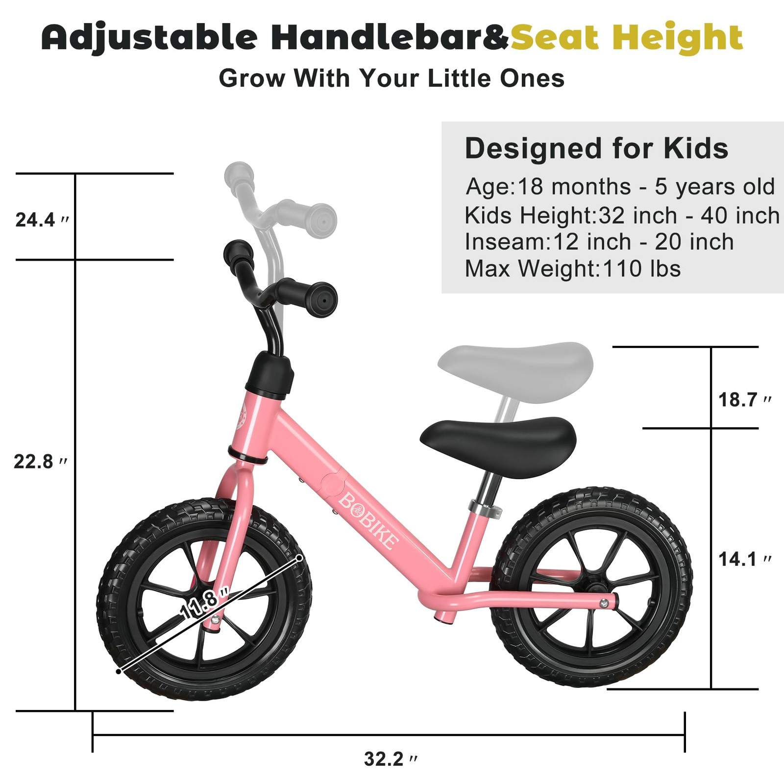 Toddler Balance Bike Toys for 2 to 5 Year Old Girls Boys Adjustable Seat and ... thumbnail 6