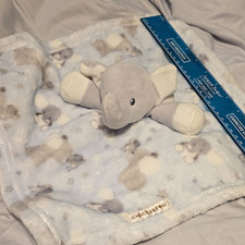 Blankets  Beyond Elephant Lovey Security Blanket Plush, Blue Gray Beige White