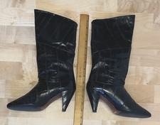 VTG 80s Joyce California Boots Leather 3" Heel Slouchy 463383 Black 6.5 N