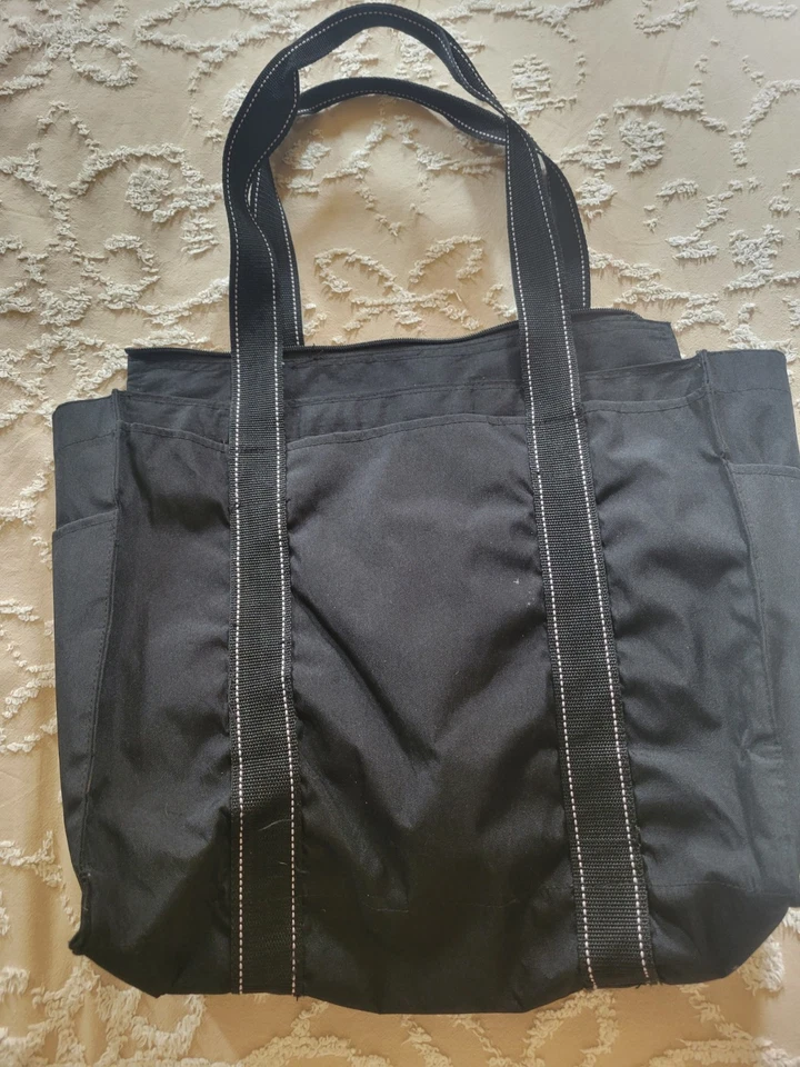 Carhartt For Women Tote Bag Black Canvas 14 x 12 x 4.5 Carry All Pockets Zipper - Image 3 of 4