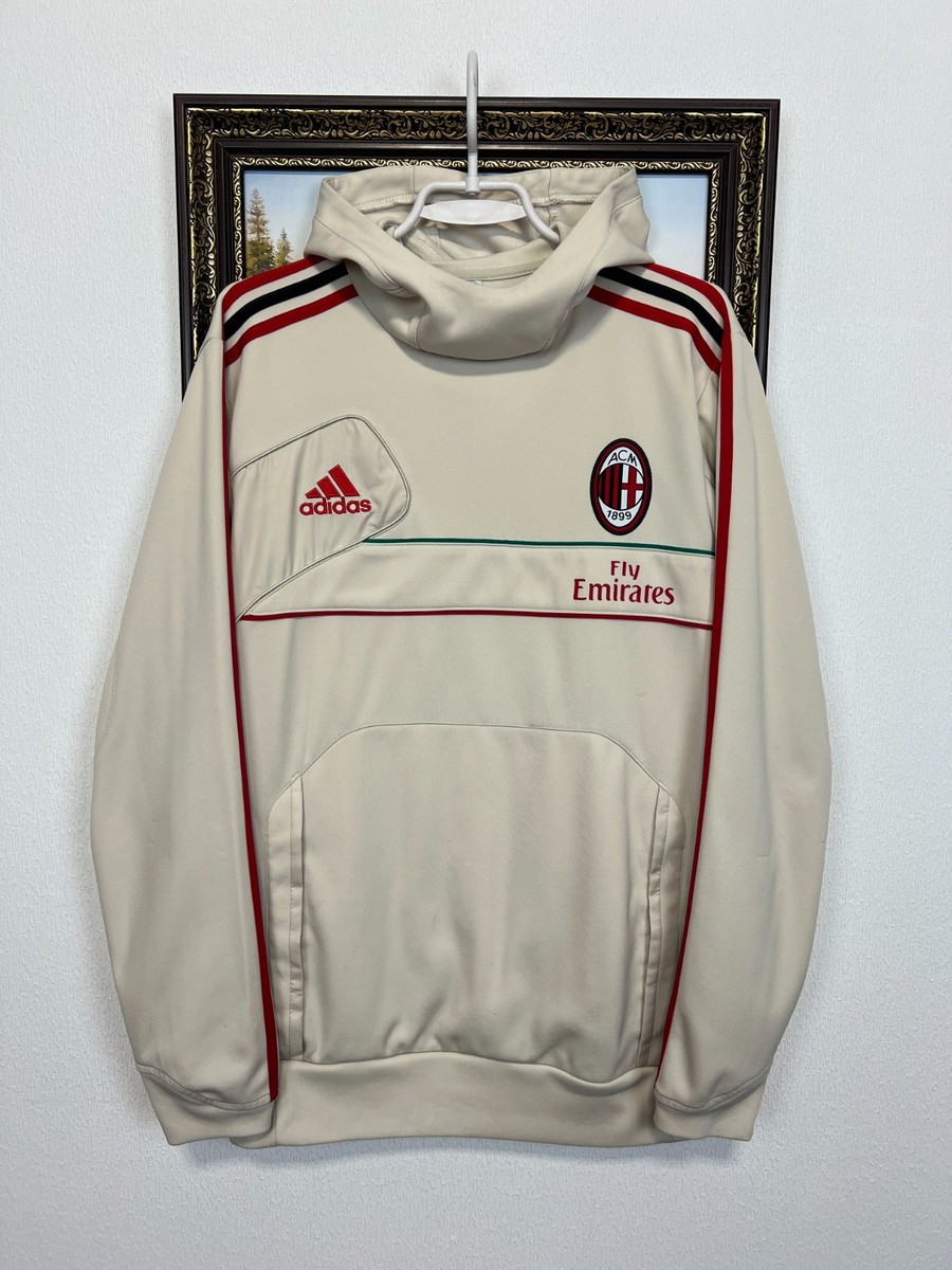 Vintage Adidas AC Milan Football Hoodie White Mens Jacket Maglia