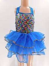 Dance Costume Curtain Call E2170 Royal Blue Small Child Jazz Sequin Tap Sequin