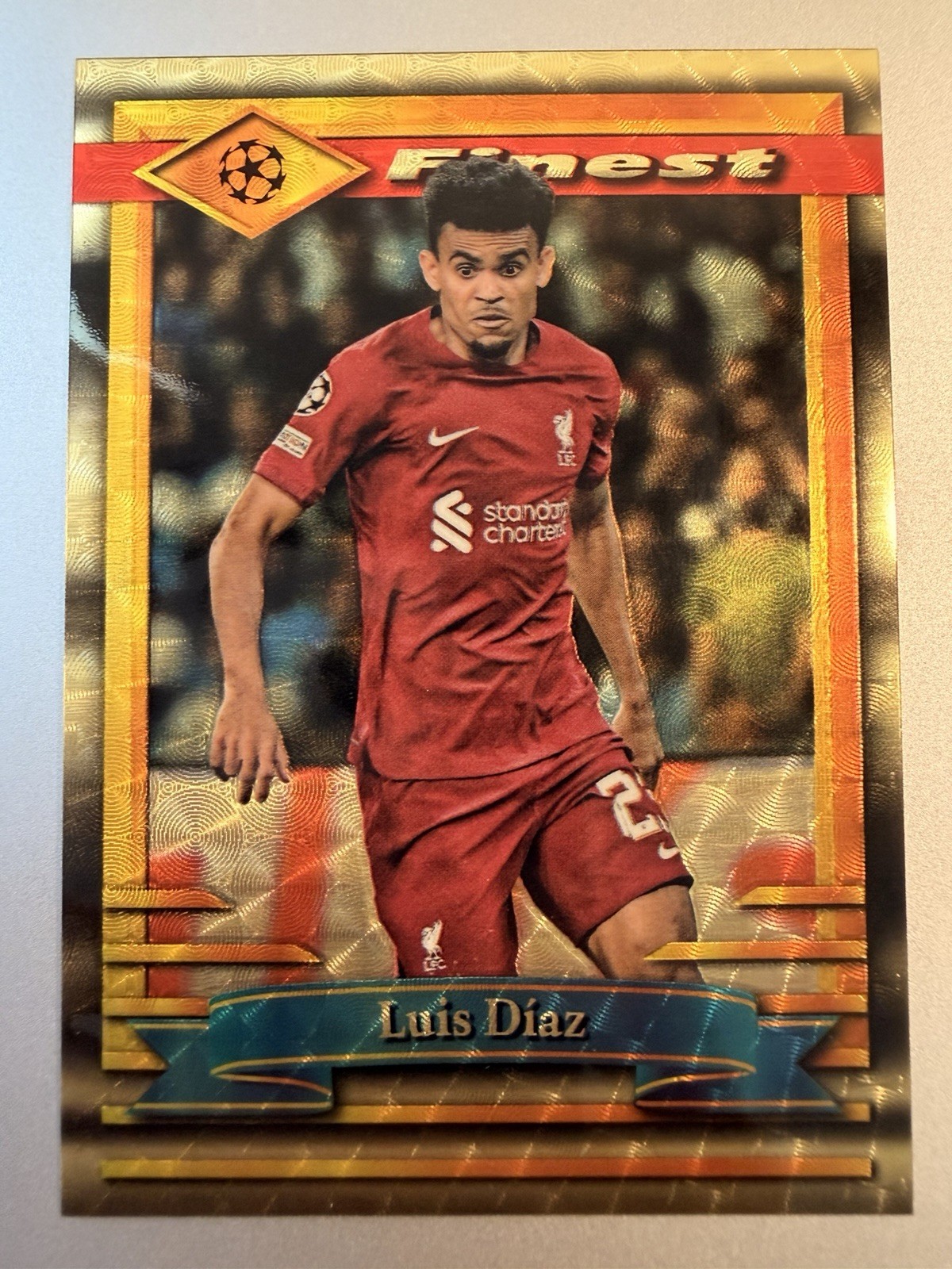 2022-23 Topps Finest Flashbacks Luis Diaz Superfractor 1/1 Liverpool view 1