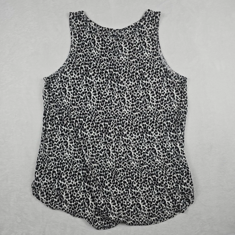 Camiseta sin mangas Old Navy Luxe para mujer XL estampado animal de leopardo sin mangas elástica Crew Foto 4 de 4