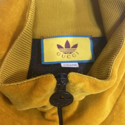 Gucci x Adidas GG Velour Track Jacket Black Multicolor L 22SS New
