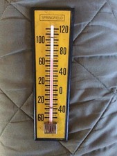 Vintage Springfield Made in USA Plastic Wall Thermometer 7.5" x 2.5"
