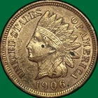 1906 Indian Head Cent Almost Uncirculated AU Coin, Cleaned #32737