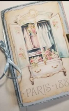 Junk Journal Booklet "BOUDOIR" Handmade Vintage Clothing Lg 8.5"x5.5" 40pg