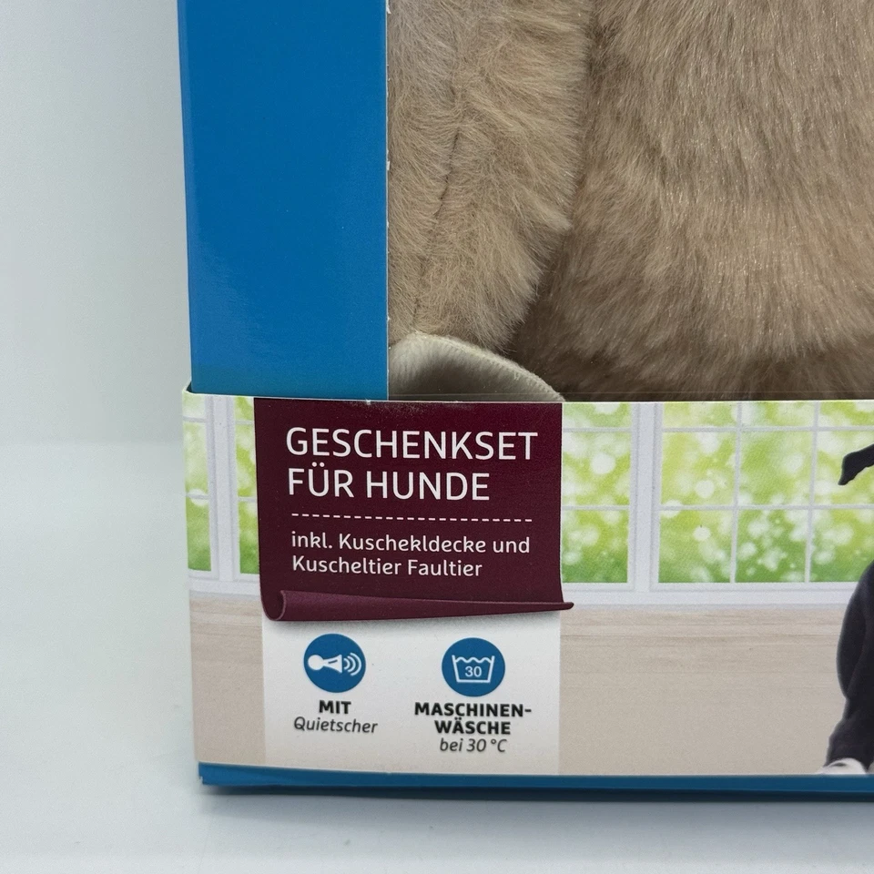 Hunde Geschenkset Kuscheldecke + Faultier Kuscheltier Spielzeug mit Quietscher✅ - Bild 4 von 4