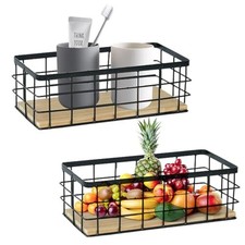 2 Pack Small Wire Baskets Farmhouse Rectangle Organizer Tray
