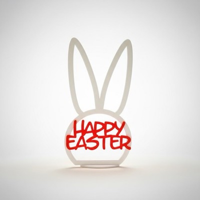 Deko Osterhase  Happy Easter'' - modern - weiß/orange.