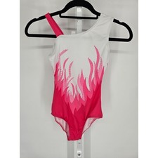 Girls Flame One Cold Shoulder Gymnastic Leotards Bodysuit Pink Sz 10 Rhinestones