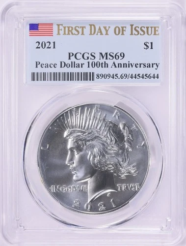 2021 Peace Silver Dollar $1 100th Anniversary PCGS MS 69